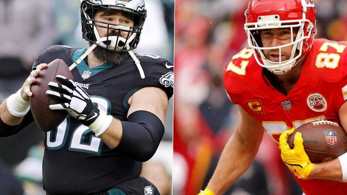 Los hermanos Jason Kelce (Philadelphia Eagles) y Travis Kelce (Kansan City Chiefs).