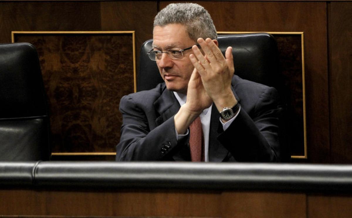 Ruiz Gallardón, durant el ple al Congrés dels Diputats.