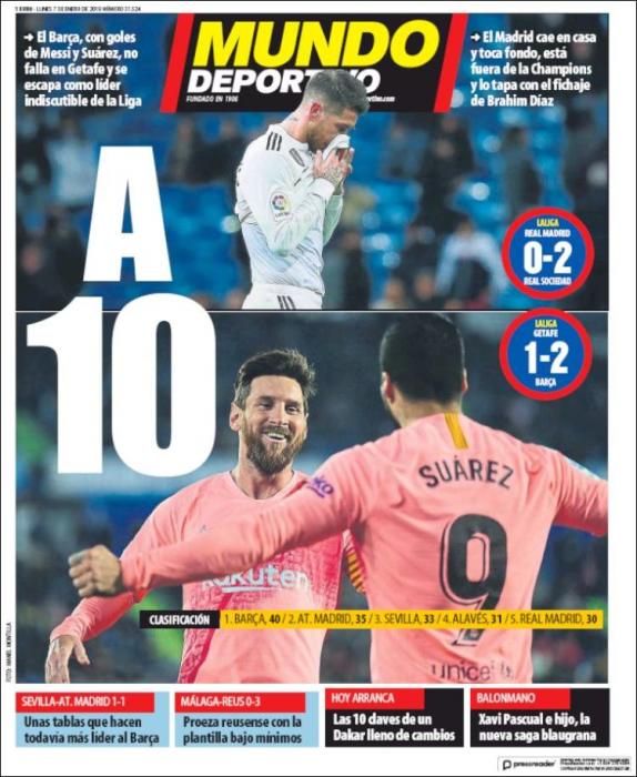 Portada MUNDO DEPORTIVO lunes 7 de enero 2018