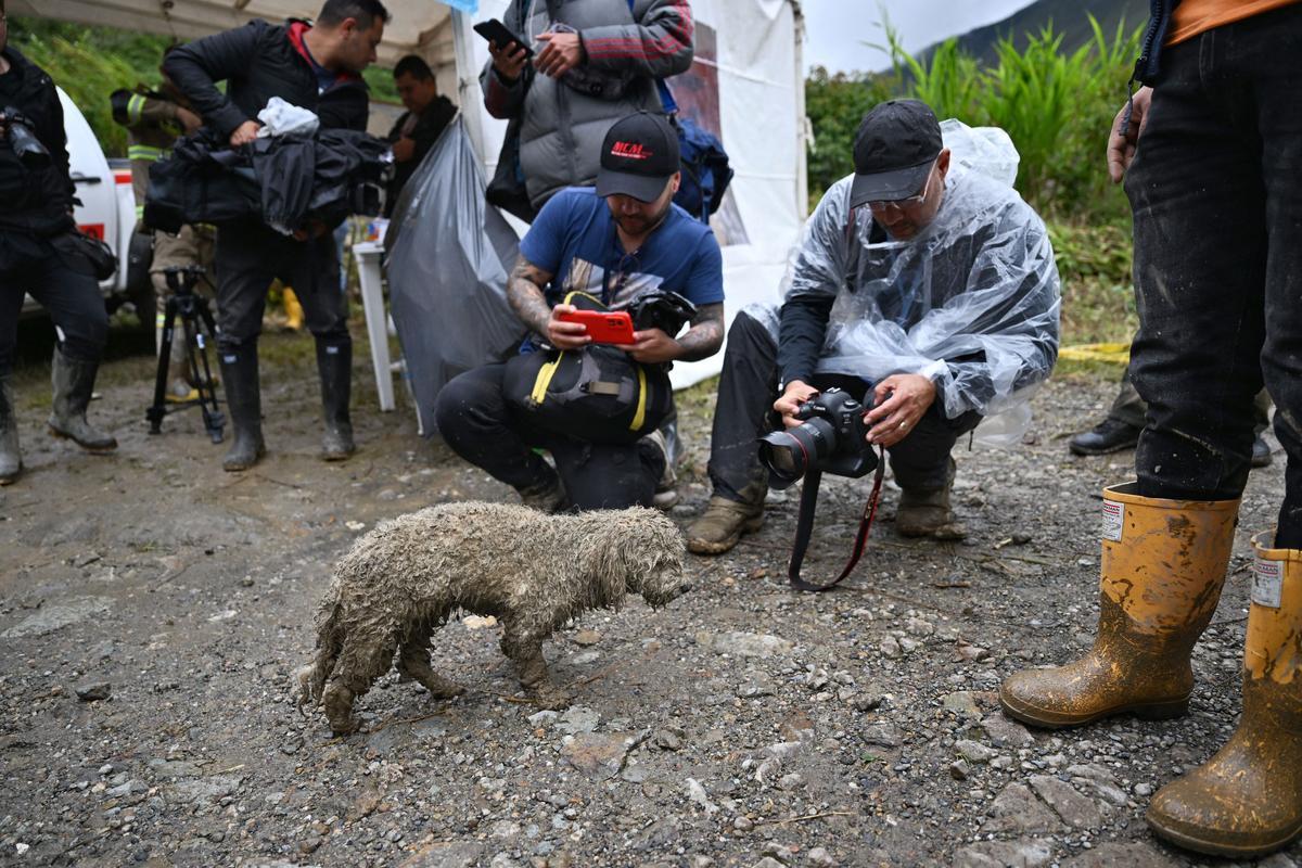 Equipos de rescate trabajan buscan desaparecidos tras una avalancha en Quetame, Colombia