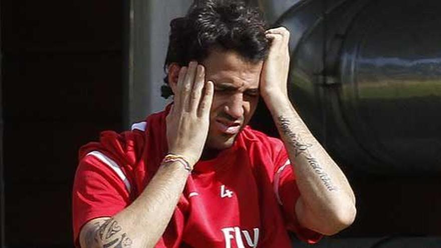 Cesc Fábregas, durante un entrenamiento del Arsenal, el pasado martes