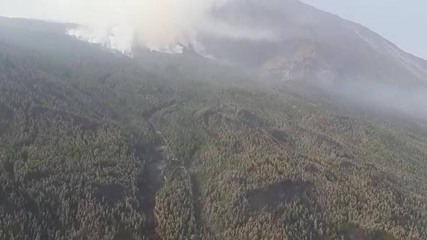 Los equipos de extinción continúan trabajando para apagar el fuego en Tenerife
