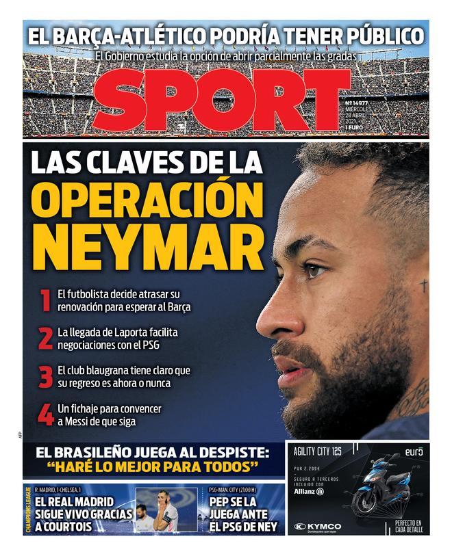 La portada de SPORT del 28/04/21