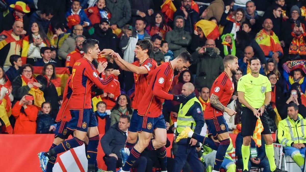 España y Georgia empatan al descanso y Gavi se retira lesionado (1-1).