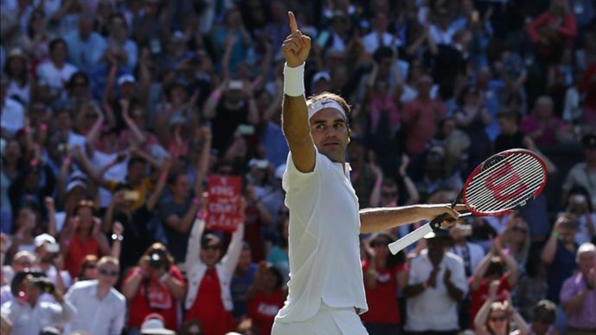 Roger Federer, exultante tras su victoria sobre Marin Cilic