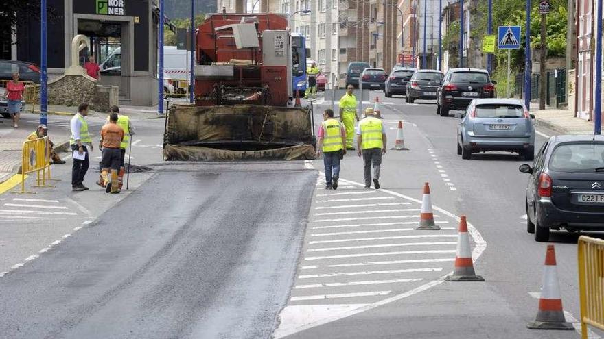 Obras realizadas en la N-550 a su paso por A Corveira, en Culleredo.