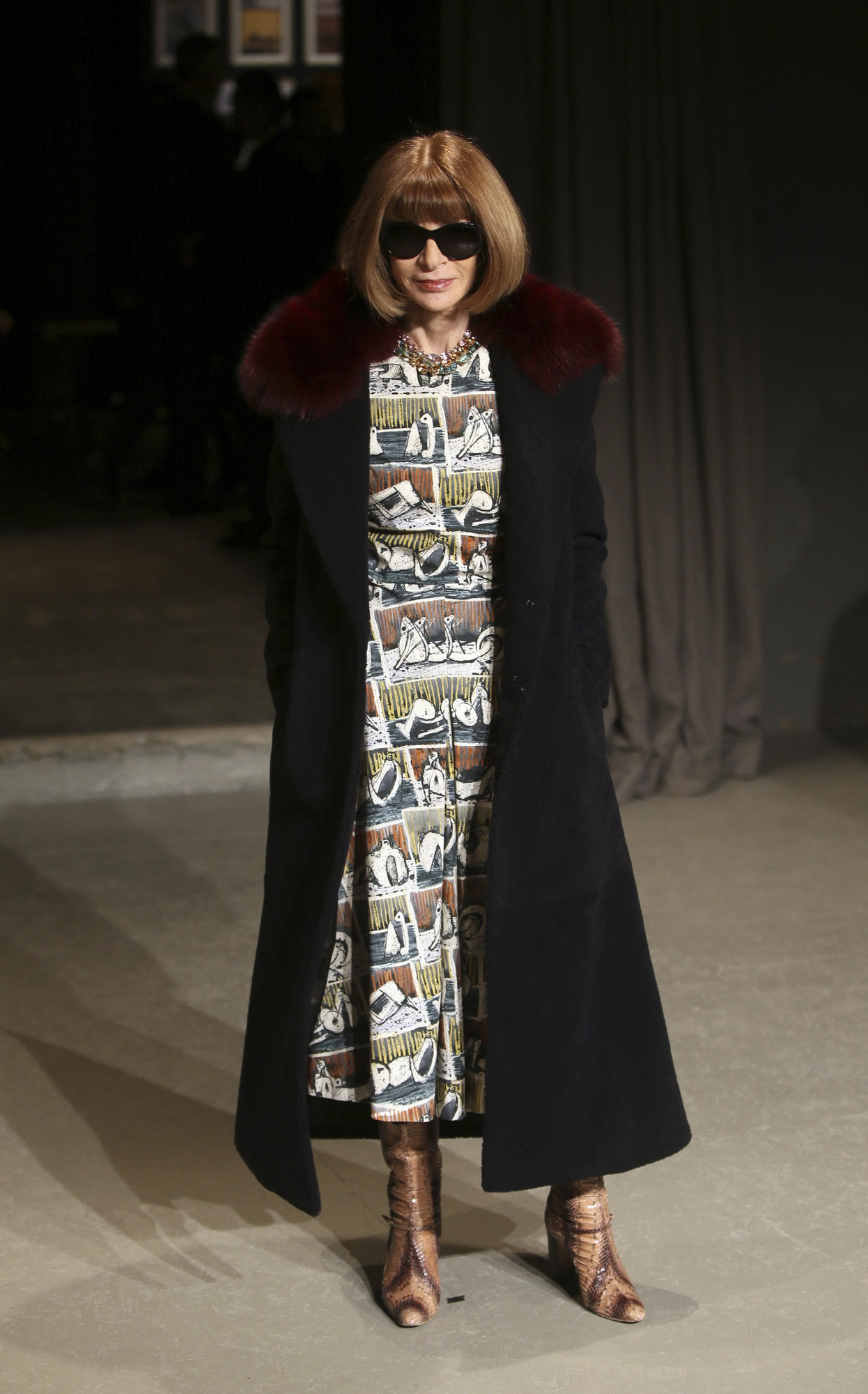 Anna Wintour en el desfile de Burberry otoño invierno 2017-2018 en Londres
