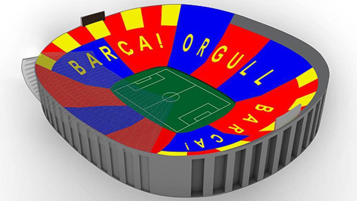 Recreación virtual del mosaico preparado para el partido del miércoles.