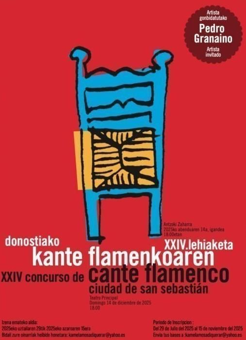 Cartel del Concurso de Cante Flamenco Ciudad de San Sebastián 2025, donde participará el mallorquín Jorge de la Zagala.