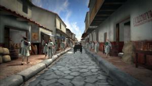 Vía romana que sale en un documental sobre el Imperio romano emitido en RTVE