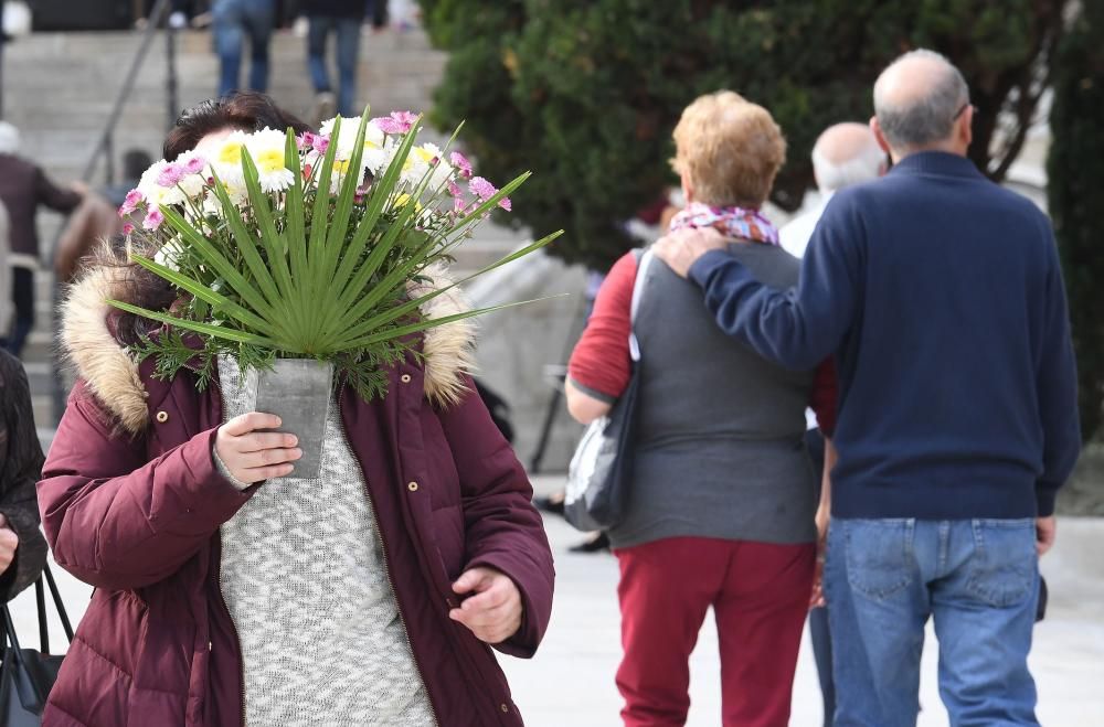 Familiares acuden con flores a visitar las tumbas de San Amaro.