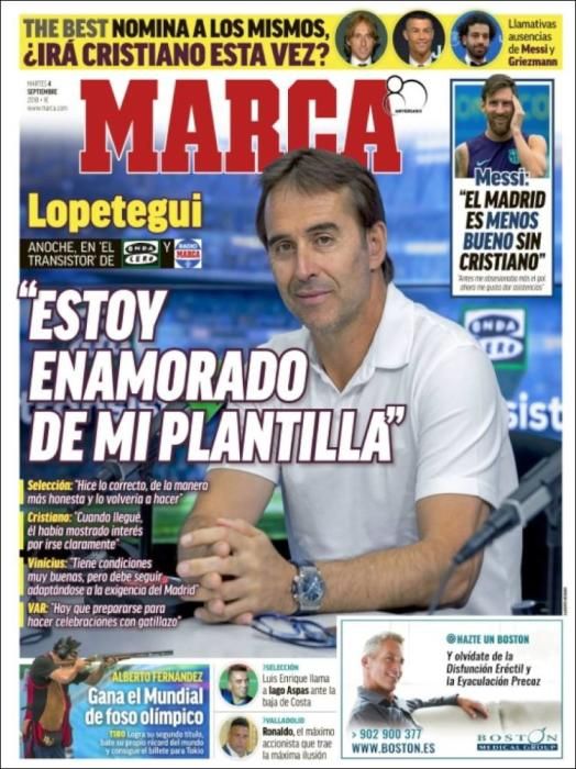 Portada MARCA martes 4 de septiembre 2018