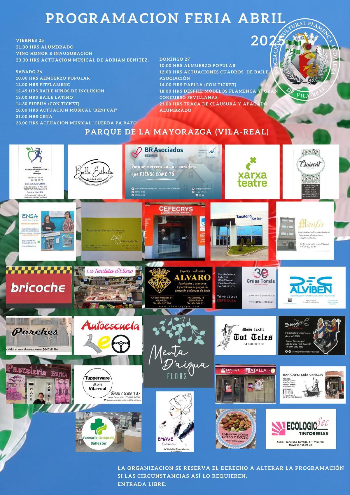 Programación de la Feria de Abril.