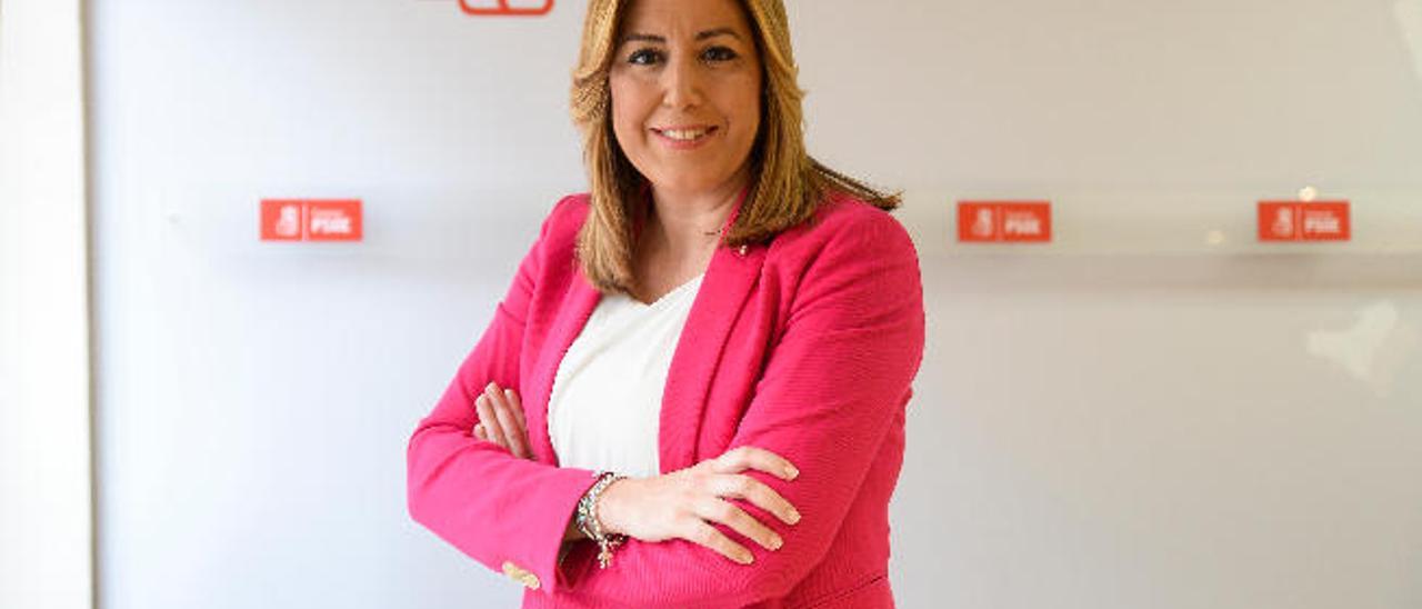Susana Díaz, ayer en un momento de la entrevista.
