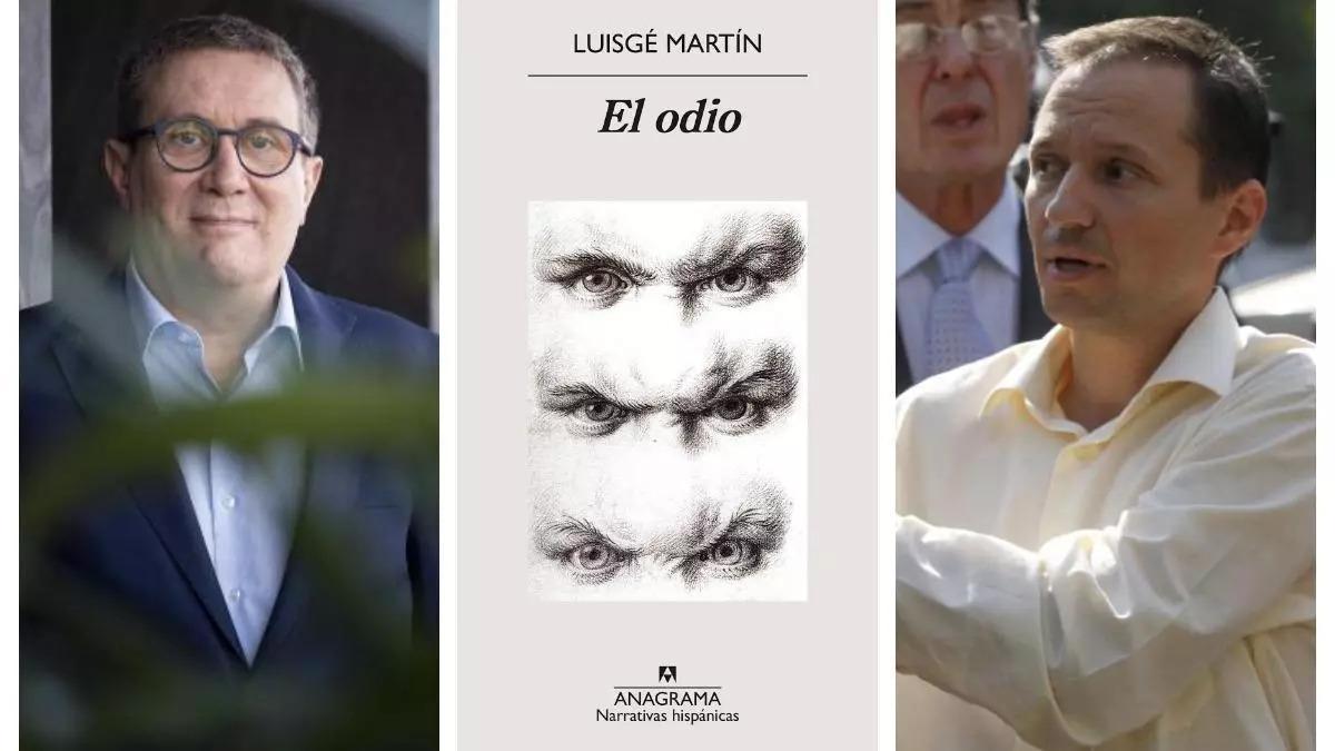 Luisgé Martín, la portada del libro y la imagen del asesino José Bretón.