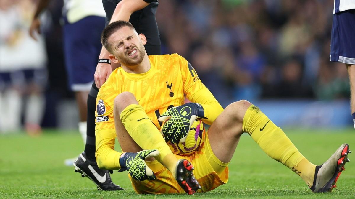 Vicario, portero del Tottenham, se lesionó contra el Manchester City