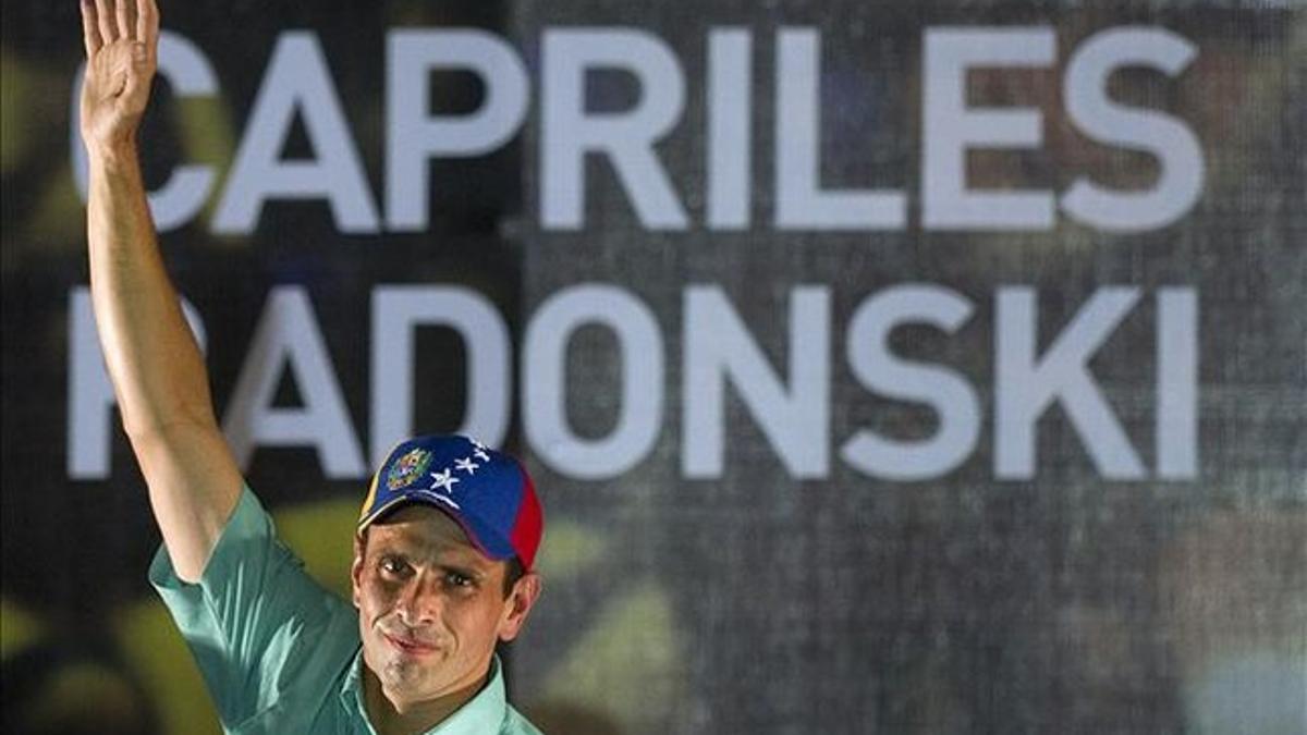 Henrique capriles, líder de la oposición venezolana, en un mitin en Caracas.