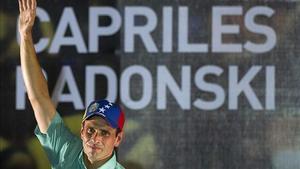 Henrique Capriles, líder de la oposición venezolana, en un mitin celebrado en Caracas.