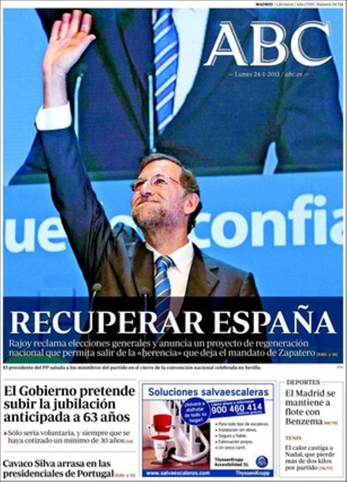 ’Abc’ destaca en pàgines interiors que Brian Currin busca altres mediadors davant la plantada de la majoria dels firmants de la ’Declaració de Brussel·les’ que liderava la proposta d’alto el foc d’ETA, i que el Govern ajuda Baltasar Garzón a buscar un càrrec d’assessor en drets humans a Colòmbia.