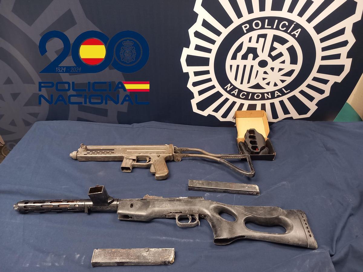 Las armas incautadas por la Policía Nacional.