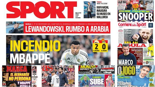 El incendio con Mbappé, en las portadas de hoy