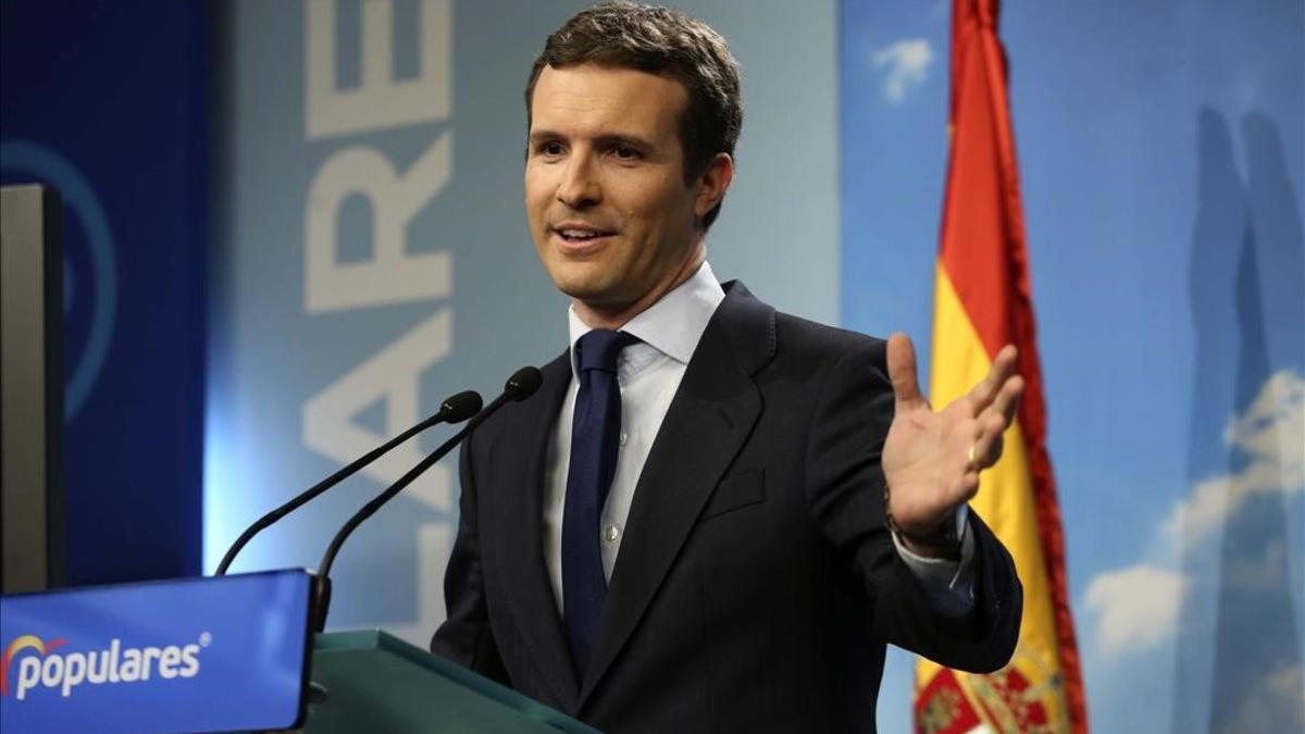 Pablo Casado, en rueda de prensa tras conocerse el adelanto electoral