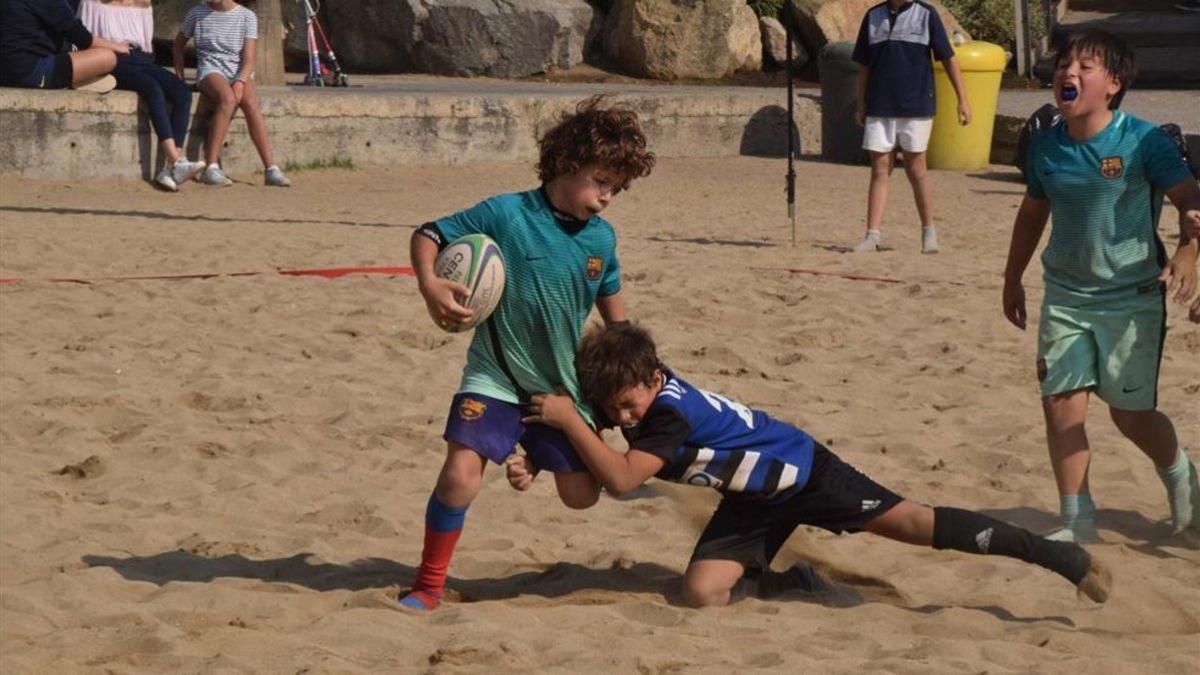 Todo preparaado paara el X Torneig Rugby Platja, Ciutat de Barcelona, Mercè  19