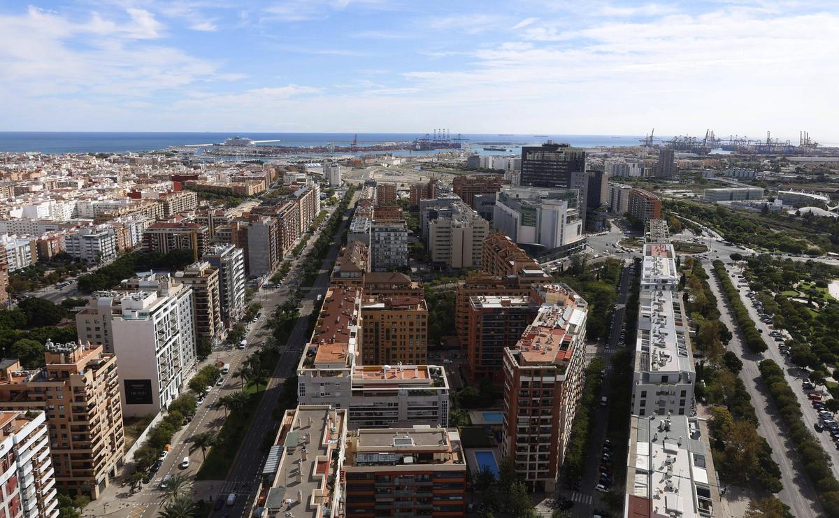 Vista área del distrito del Marítimo València.