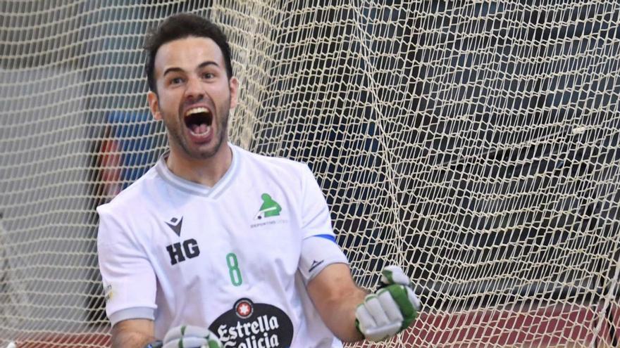 Dava Torres celebra su gol en la primera jornada de la OK Liga ante el Igualada. |  // VÍCTOR ECHAVE