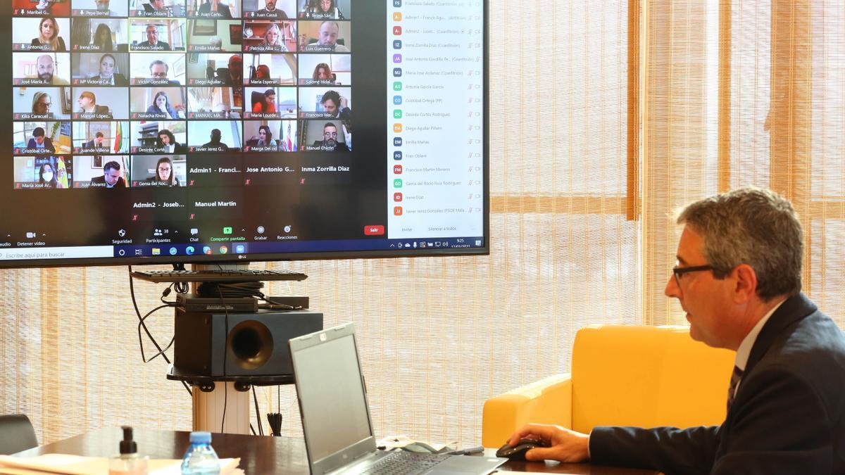 Francisco Salado, durante un pleno telemático de la Diputación.