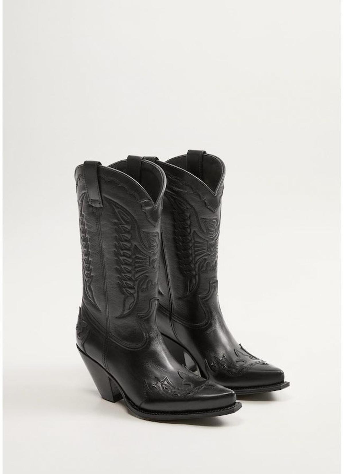 Botas 'cowboy' de piel, de las rebajas de Mango