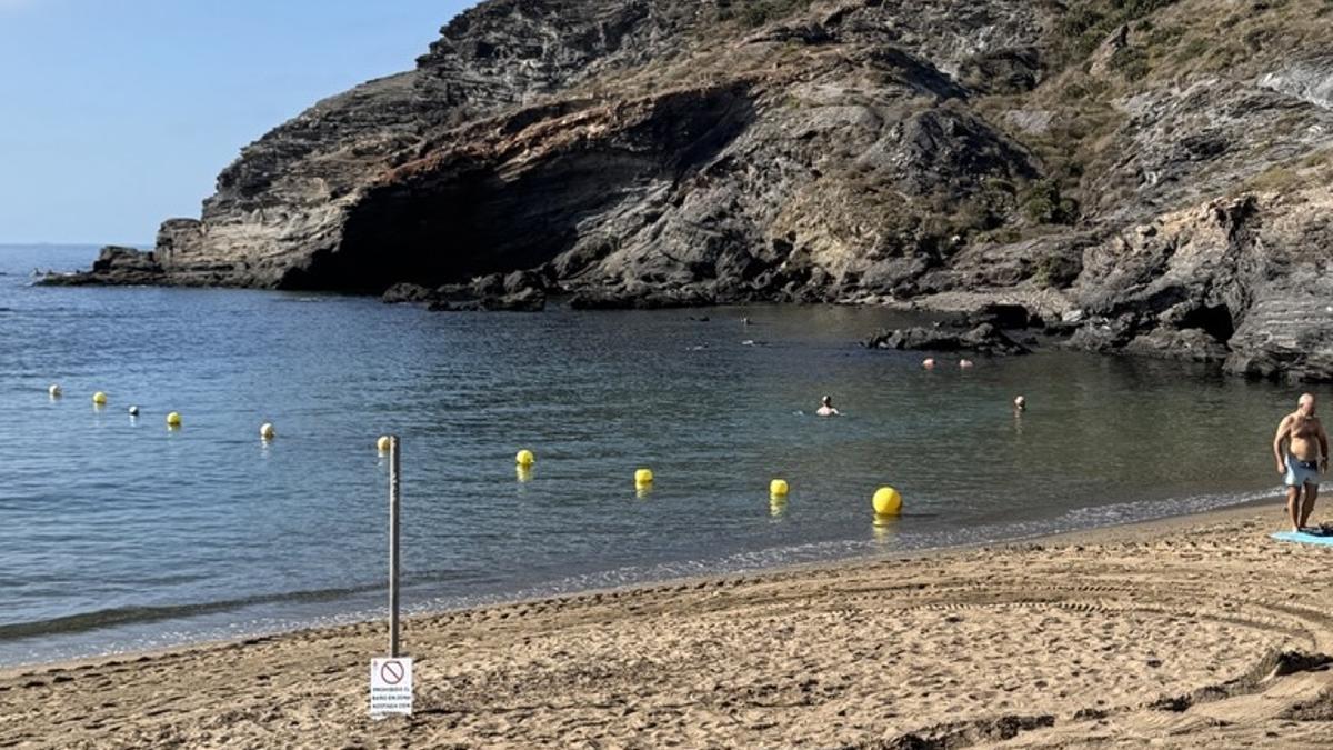 Zona acotada con boyas en Cala Reona tras la rotura del emisario