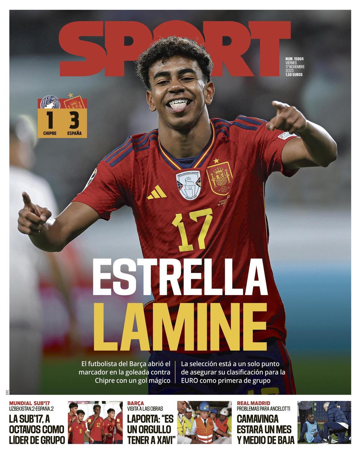 Esta es la portada SPORT de hoy, viernes 17 de noviembre