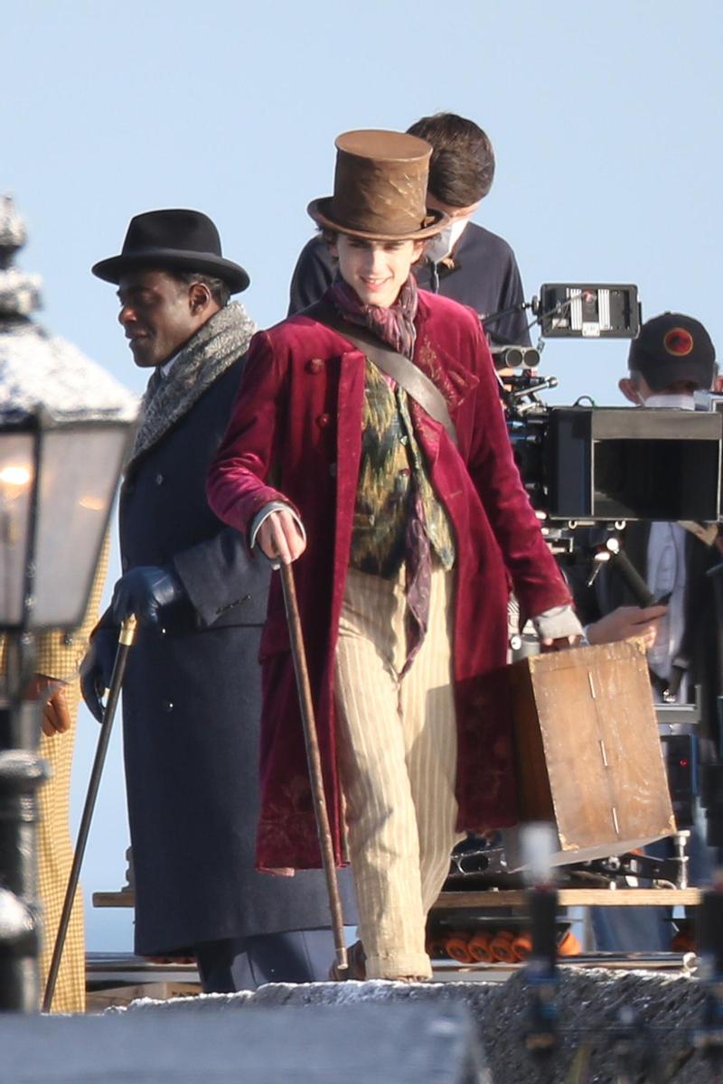 Timothée Chalamet en el rodaje de 'Wonka'