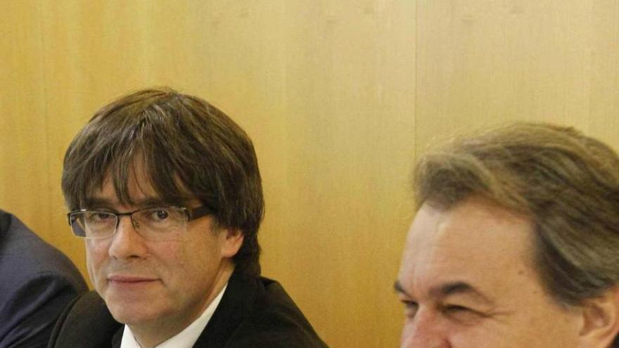 Puigdemont y Mas, ayer.