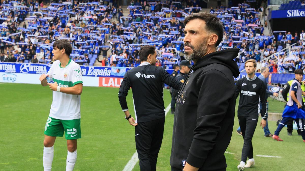 Eder Sarabia antes del encuentro entre Real Oviedo y Elche.