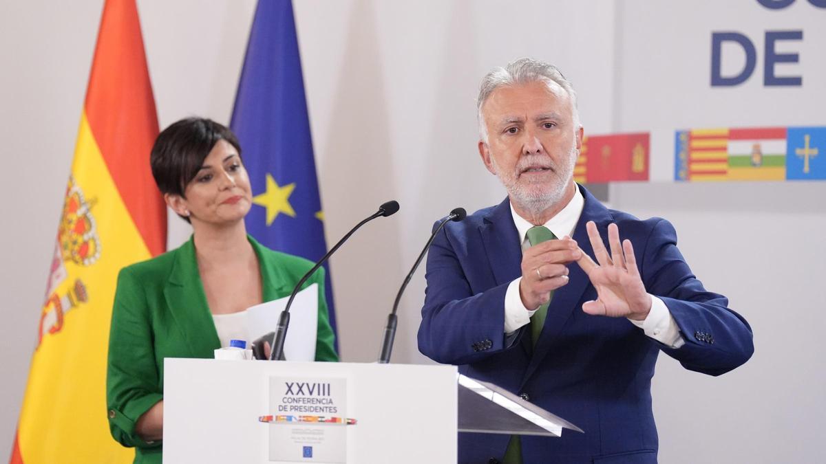 El ministro de Política Territorial y Memoria Democrática, Ángel Víctor Torres, ofrece una rueda de prensa posterior a la reunión de la XXVIII Conferencia de Presidentes, en Palau de Pedralbes de Barcelona, a 6 de junio de 2025, en Barcelona, Catalunya (E