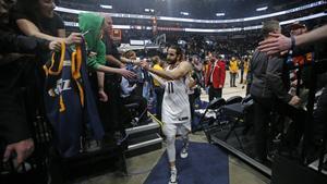 Ricky Rubio al finalizar el partido ante los Jazz. 