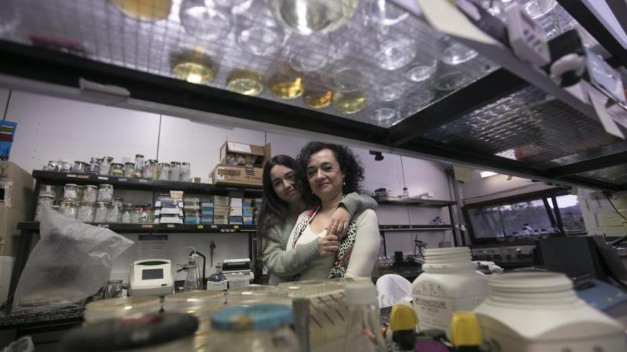 Pilar García y su hija Judith Álvarez, en el laboratorio donde trabaja la científica buscando nuevas estrategias de conservación de alimentos. Judith quiere estudiar “algo de Ciencias”; no sabe si Medicina, Enfermería o Biología.