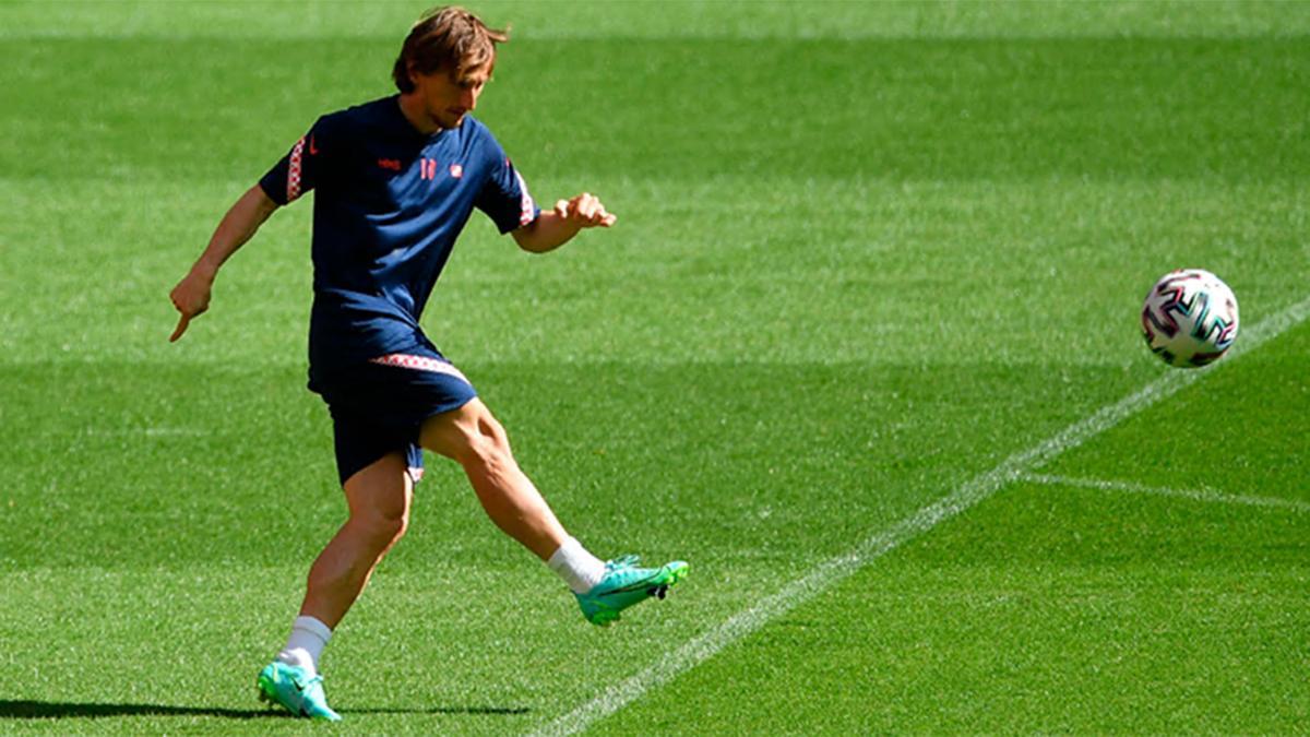 Luka Modric, durante un entrenamiento con Croacia