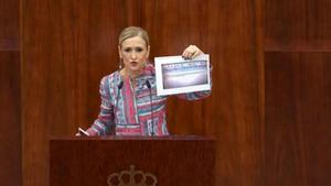 Cristina Cifuentes, en la Asamblea de Madrid, el 4 de abril.