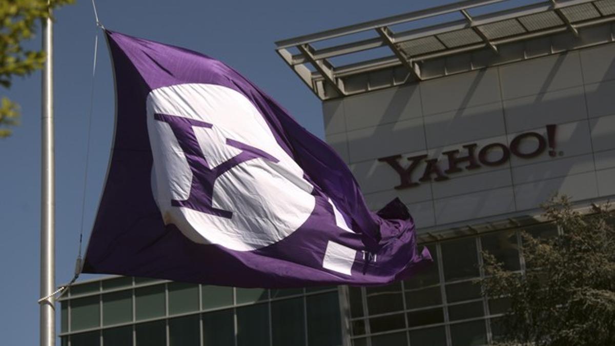 The Yahoo logo is shown at the company's headquarters in Sunnyvale, California