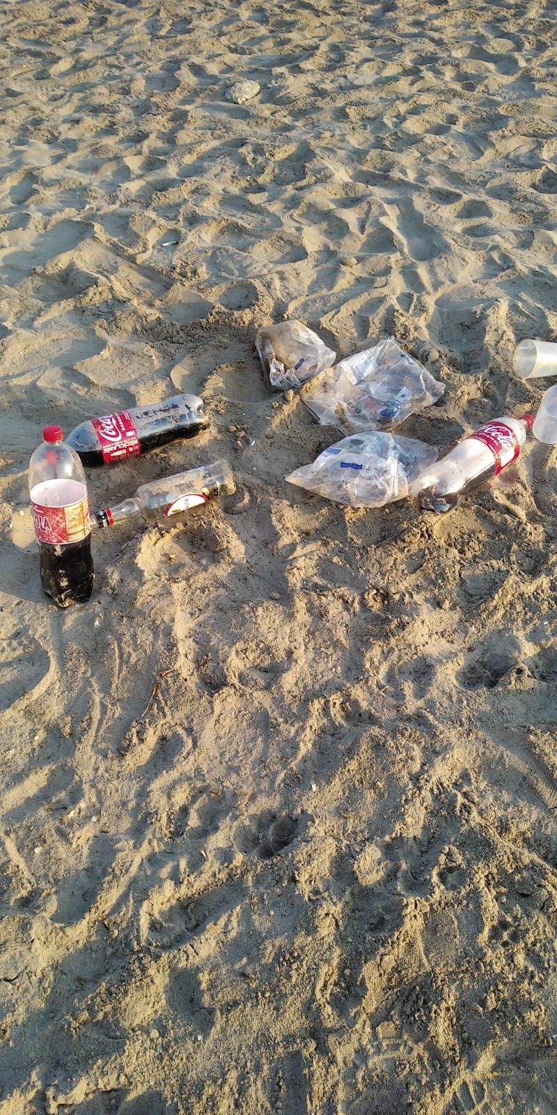 Bañistas denuncian la presencia de basura de botellones en la playa de la Pobla de Farnals