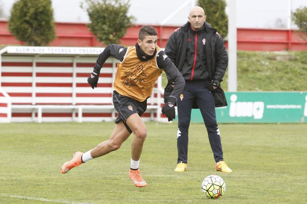 Entrenamiento del Sporting tras su regreso de Málaga