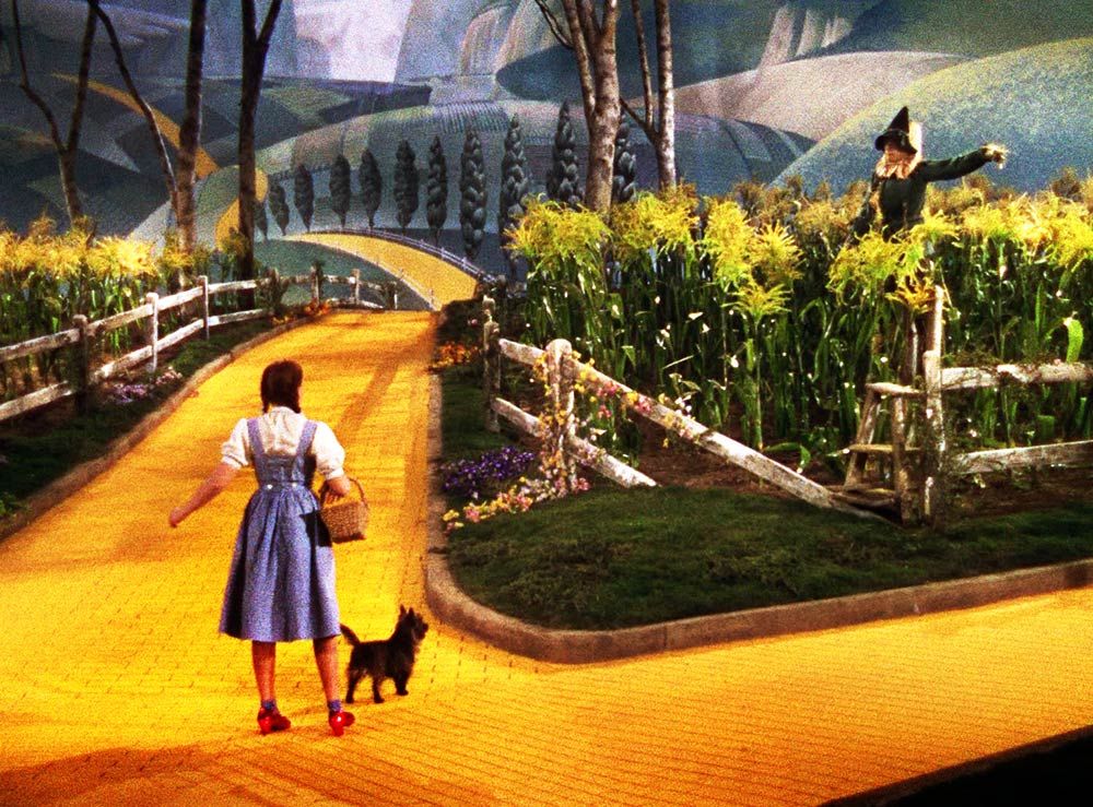 Camino de losas amarillas y Dorothy en El mago de oz