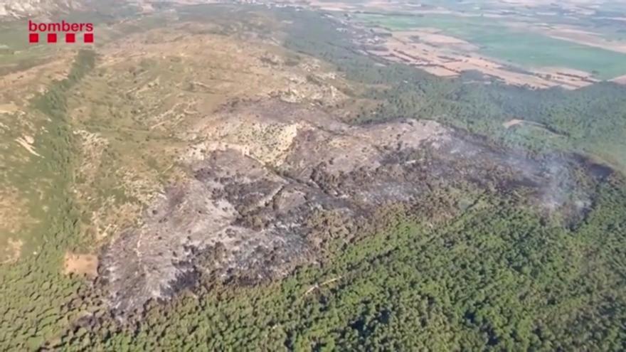 Imágenes aéreas de la zona quemada en el macizo de Montgrí