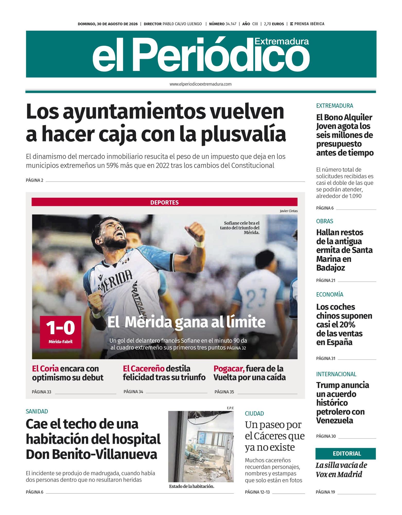 Consulta la portada correspondiente al día 30 de agosto de 2026