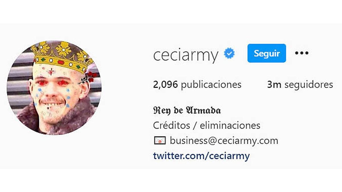 Ceciarmy recupera el seu Instagram i arriba als tres milions de seguidors