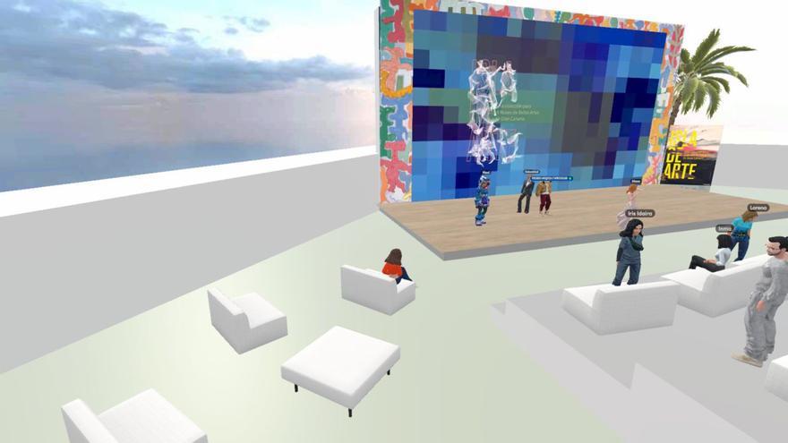 Imagen de la charla vista desde la Sala Metaverso dispuesta para la exposición ‘Isla de Arte’. | | LP/DLP