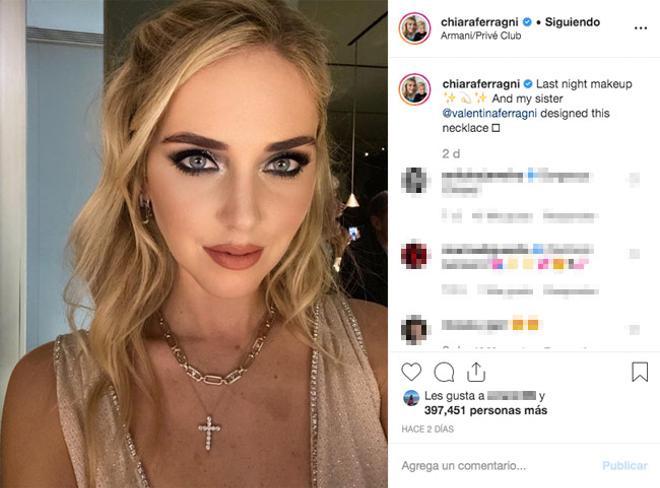 Chiara Ferragni con collar de eslabones diseñado por su hermana Valentina